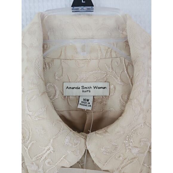 AMANDA SMITH Suit ~Woman Plus Size 16W~ Beige Texture Fabric Jacket Blazer NWOT. - Picture 2 of 9